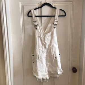 Free people distressed overalls